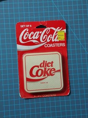 Vintage Coca-Cola Diet Coke Coaster Set Of 6 in Original Sealed Package